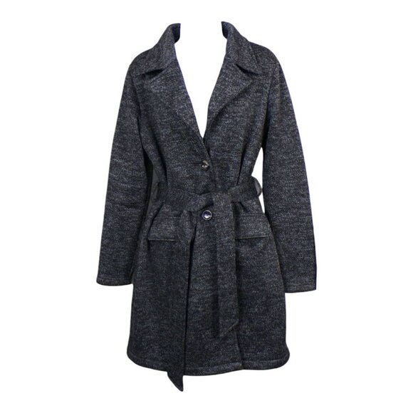 Steve Madden Heather Grey Charcoal Trench Coat Belted Size S #939 - Picture 1 of 9